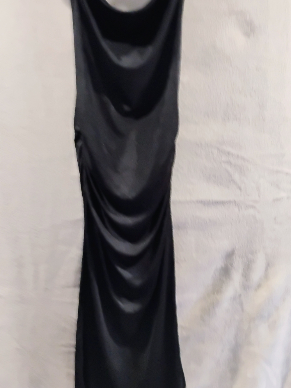 Sleek Black Satin Draped Women’s Dress
